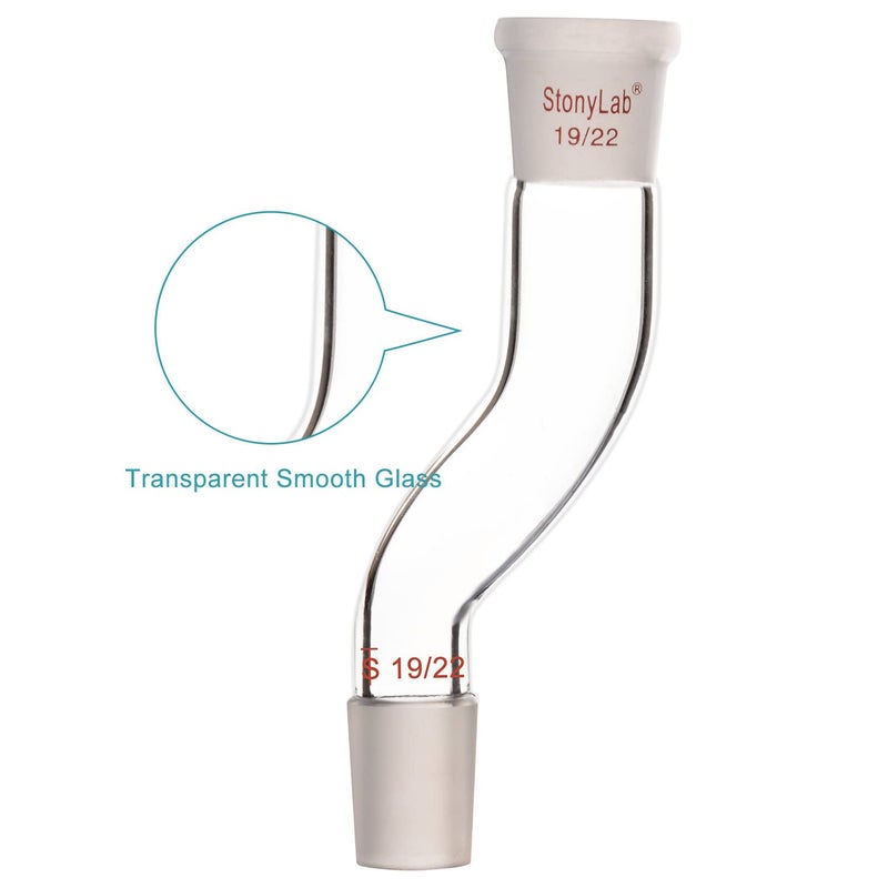 stonylab Glass Offset Laboratory Adapter, Borosilicate Glass Offset Adapter with Standard 19/22 Joints for Laboratory Lab Supply - Image 3